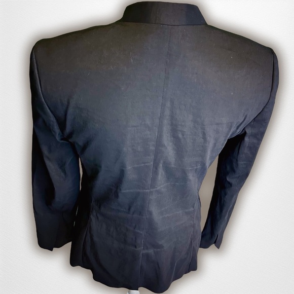 Theory ‘Collarless Staple Jacket in Stretch Linen’ w/ Pocket in Black Size 2 - Picture 11 of 15